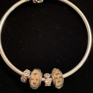 💕Pandora Retired 2 Murano glass charms 2 crystal charms in golden color